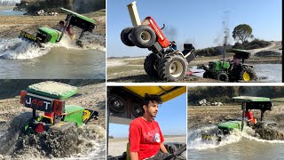 आज तो सोनू का ट्रैक्टर नदी में डूब गया होता || Swaraj 963+John Deere Stuck in mud
