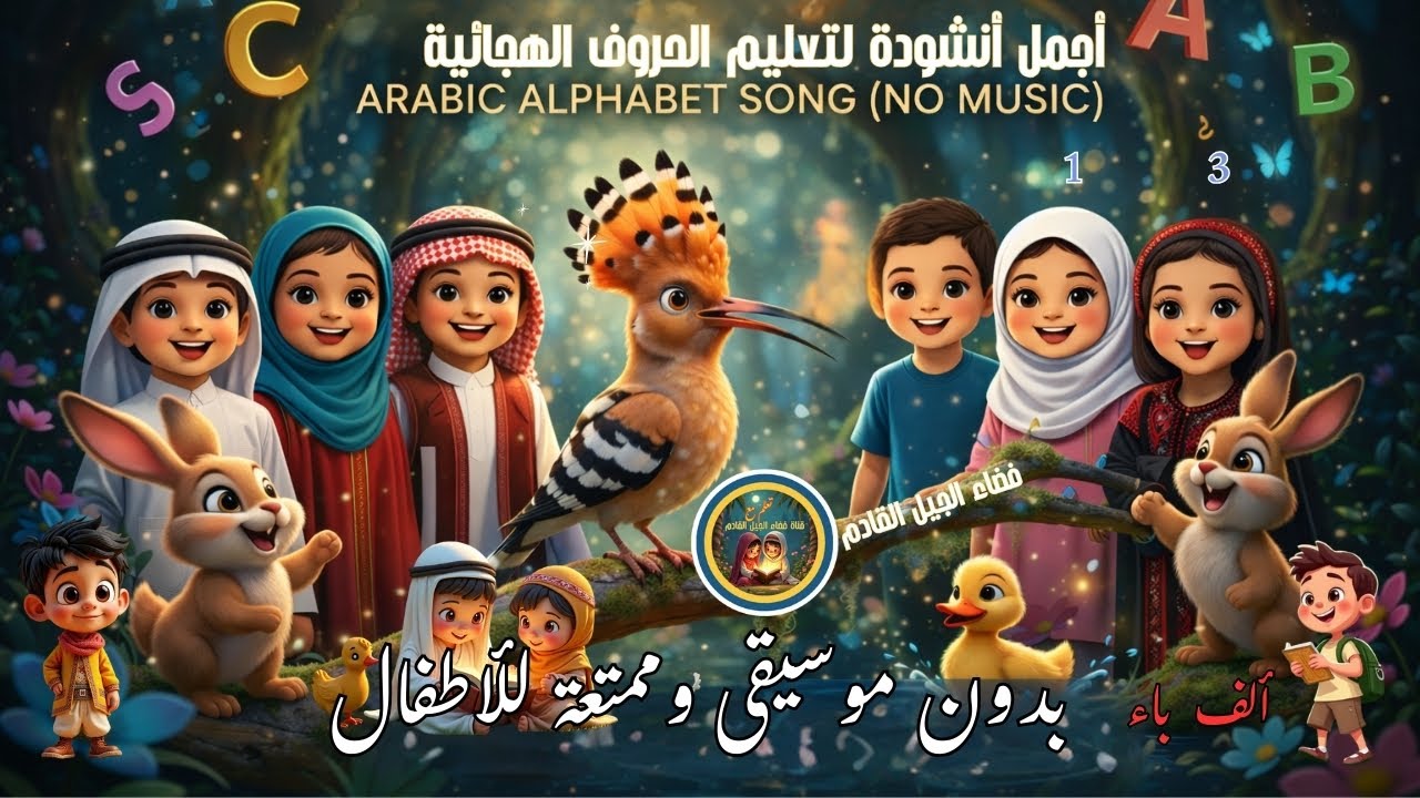 أجمل أنشودة لتعليم الحروف الهجائية (بدون موسيقى) ✨ | Arabic Alphabet Song (No Music)