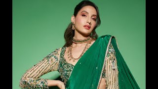 Nora Fatehi Mesmerizing Charm Shines In Exquisite Green Traditional Saree