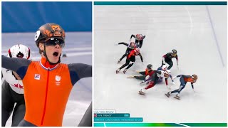 Jens Van T Wout Qon D Medel Short Track Mens 1500M In Winter Olympics 2026.,3 Players Fall