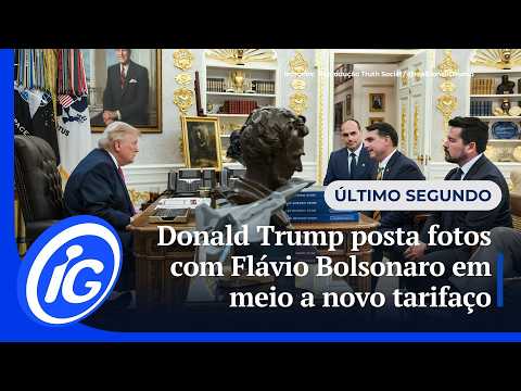 Trump publica fotos com Flávio Bolsonaro em meio a novo Tarifaço