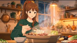 Ghibli Cooking ASMR 🍲 Cozy Rainy Night Hotpot After Work | My Anime Kitchen screenshot 4