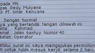 Contoh surat izin tidak masuk kerja.