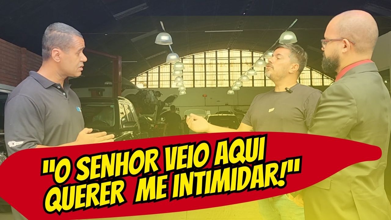 DISCUSSÃO ENTRE ADVOGADO E JORNALISTA MARCA REPORTAGEM EM  OFICINA MECÂNICA.