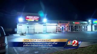 Carjacking suspect arrested after chase, crash