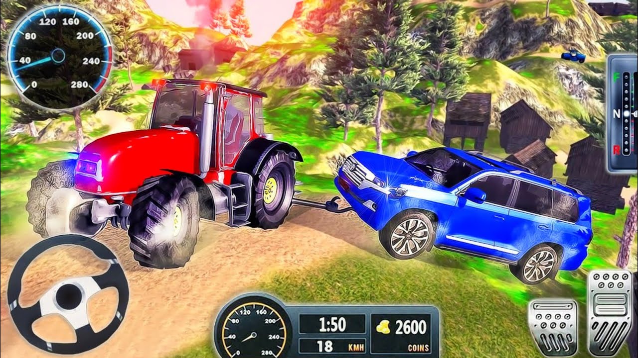 Real Cargo Tractor Pulling Simulator 3D - Offroad Chained Truck Towing Rescue - Android Gameplay