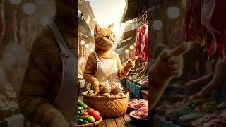 Mama cat cooks dinner for her kittens #aicat #chill #cute