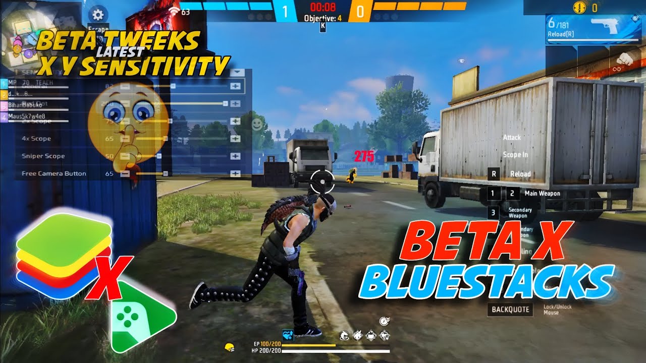 Beta X Bluestacks Free Fire Best Headshot Setting | Sensitivity & FPS For Low End Pc