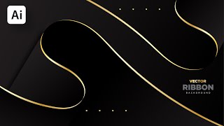 Golden Ribbon Background / Luxury Background / Stock Vectors / Adobe Illustrator Tutorial