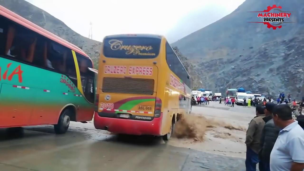 Extremely Dangerous Bus Crossing Flooded Rivers Success and Failure ! Amazing Bus Driving Skills