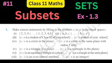 Class 11 Maths || Chapter 1 Sets || Exercise 1.3 Q1 || CBSE || NCERT