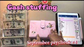 Cash stuffing September paycheck #4 into bills, sinking funds and challenges #cashenvelopemethod 
