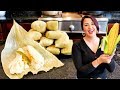 THE BEST AUTHENTIC TAMALES DE ELOTE CON CHILE VERDE Y QUESO |  FRESH CORN TAMALES