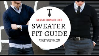 How Should A Sweater Fit?  Men's Clothing Fit Guide  Crew Neck Vneck VNeck Cardigan