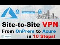 How to setup Site to Site (S2S) VPN from local OnPrem to Azure Cloud in 10 steps