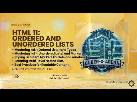 HTML 11: Ordered and Unordered Lists | HTML Course for Beginners