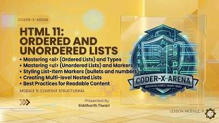 HTML 11: Ordered and Unordered Lists | HTML Course for Beginners