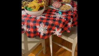 Sweetshow Christmas Round Tablecloth 60 Inch Red Black Buffalo Plaid Tablecloth Waterproof Polyester