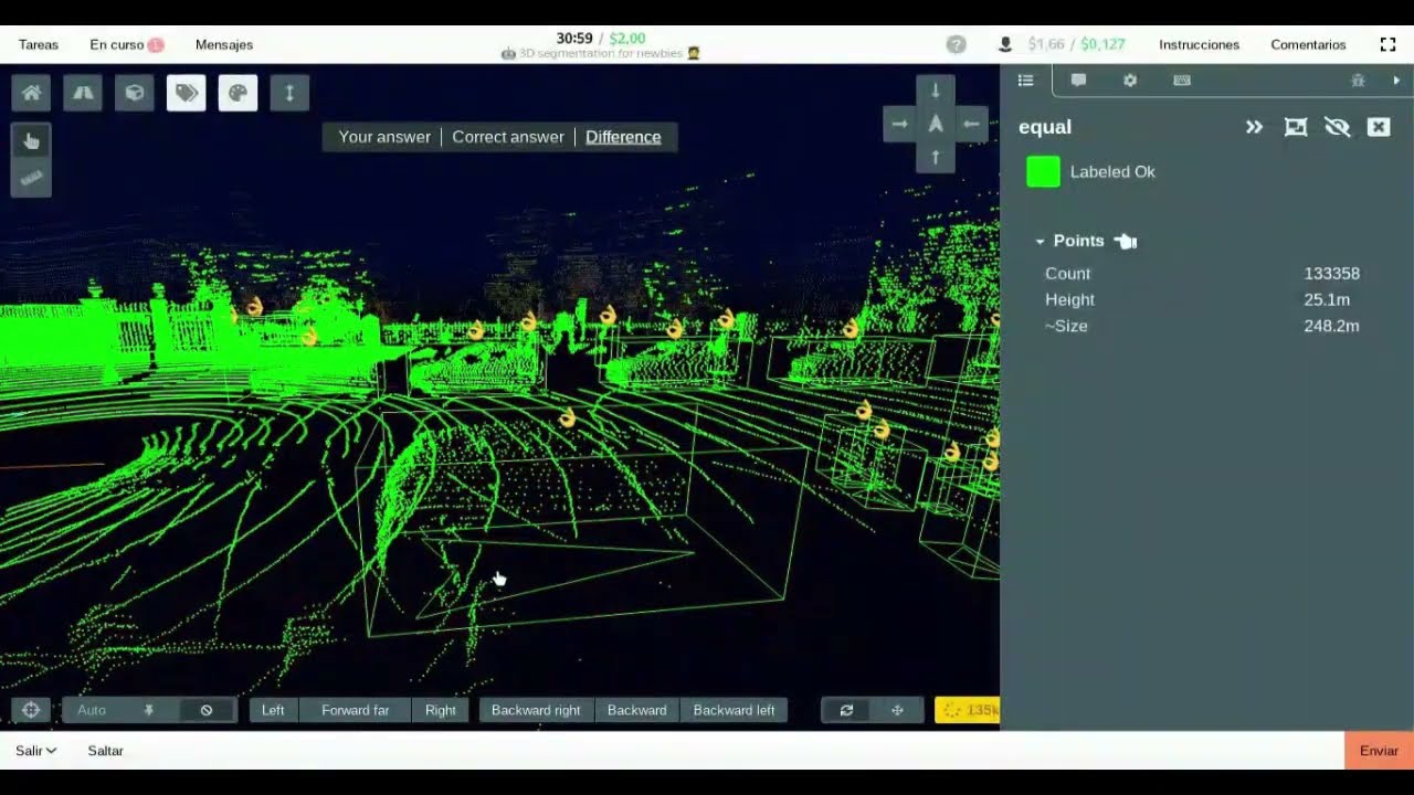 3D segmentation for newbies, LIDAR.TOLOKA, yandex. Fixing mistakes(Corrección de errores).