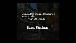 Yılan Sadece Derisini Değiştirir. Huyunu Değil. İnsanın Da Karakteri,Huyu Değişmez.