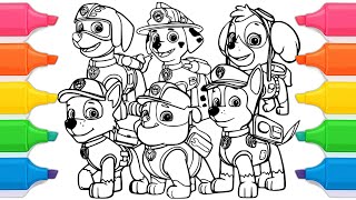 Paw Patrol Coloring Pages | Paw Patrol Chase, Rocky, Rubble, Zuma, Skye, Marshall