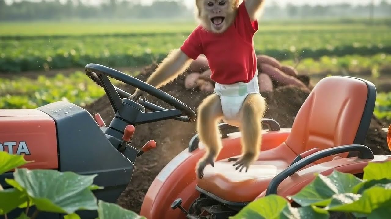 🐵💜 Rubi the Monkey Digs Purple Sweet Potatoes 🐵💜 | Funny Farm Harvest