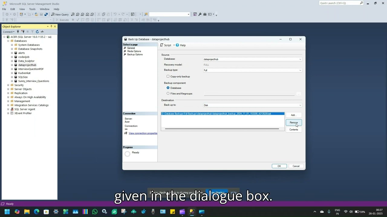 SQL Server Full Backups Walkthrough