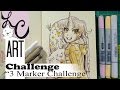 The &quot;3 Marker Challenge&quot;  (Copics, V91, Y21, E42 ) Ep. 4 OCs Mint and Chip
