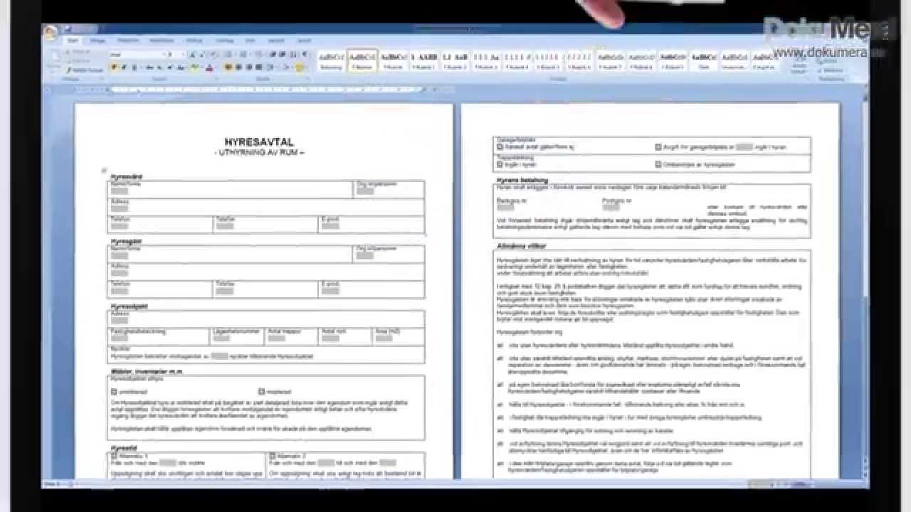 Hyresavtal Uthyrning Av Rum En Mall Fran Dokumera Youtube