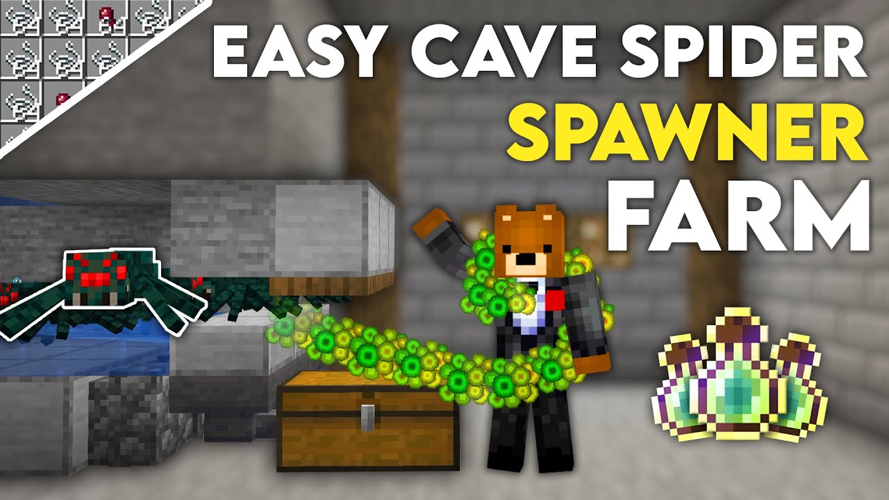 Minecraft cave spider spawner xp farm easiest design 1 19 youtube