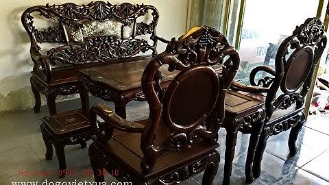 BÀN GHẾ PHÒNG KHÁCH NHỎ - PHONG CÁCH CỔ XƯA - ĐỤC CHẠM CHIM TRÚC và CẨN ỐC XÀ CỪ 7 MÀU: ĐẸP - GIÁ RẺ