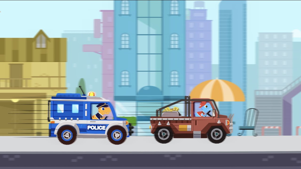 Dinosaur Police Car Police Chase Games for Kids YouTube