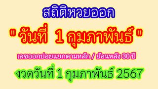 สถิติหวยออกวันที่ 1 กุมภาพันธ์ ย้อนหลัง 30 ปี แนวทาง1/2/67