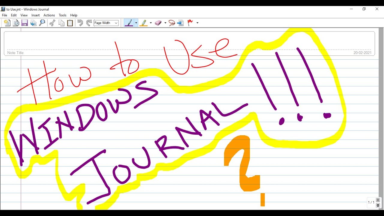 How To Use Windows Journal Windows Journal Notes Taking Application Youtube