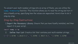 Convert Multi-Number Strings Array into Arrays of Floats Using numpy