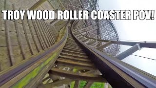 Troy Wooden Roller Coaster POV 60FPS Toverland Netherlands