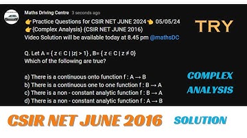 CSIR NET JUNE 2016 Complex Analysis Solution | CSIR NET Mathematics Section C Solution |GATE,CSIRNET