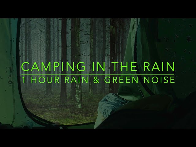 Heavy rain & Green Noise while camping in a Tent. Camping in the rain. 1 hour rain sound class=