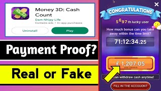 Money 3D Cash Count $1,200 PayPal Withdrawal || Money 3D Real or Fake? | Money 3D App screenshot 3