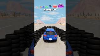 Big And Small Cars vs 50 Tire Stacks #shorts | BeamNG.Drive