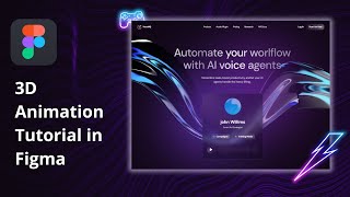 3d animation design tutorial in figma using spline | AI voice agents landing page + Free Figma File