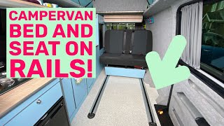 Campervan Bed and Seat on Rails, Smart Bed Evolution 2. Our camper van conversion must have!