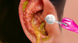 ASMR Clean dry earwax for girl | ASMR Animation