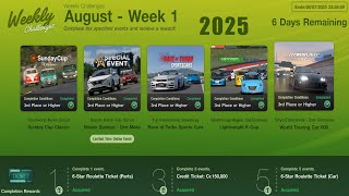 GT7|Weekly Challenges|August - Week 1|Cars & Setups(1.61)