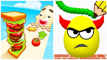 Draw To Smash vs Sandwich Runner // Satisfying ASMR Mobile Games