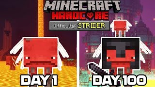 I Survived 100 DAYS as a STRIDER in HARDCORE MINECRAFT... Here's what happened