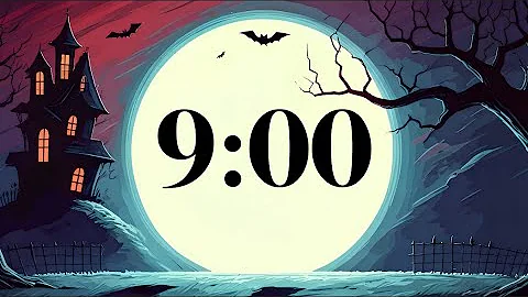 9 Minute Halloween Timer | Spooky Classroom Countdown with Fun Music, Full Moon, & Haunted House