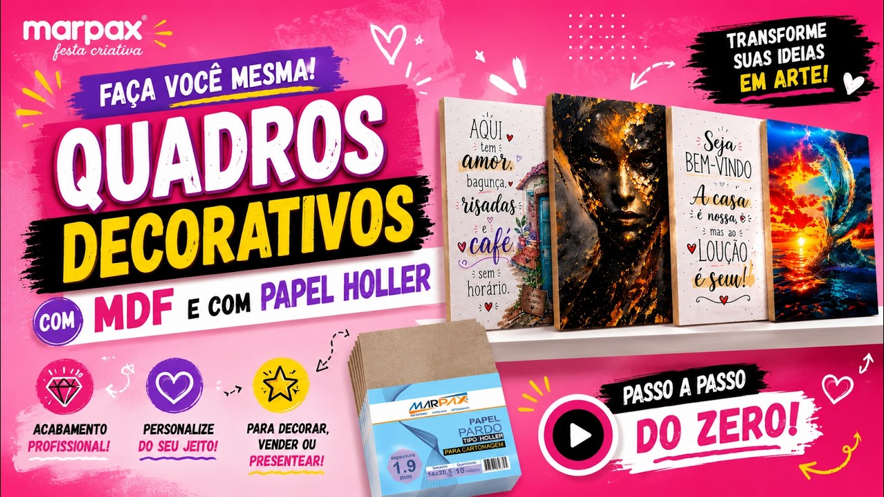Capa do vídeo Quadros decorativos com MDF e com Papel Holler!🤩