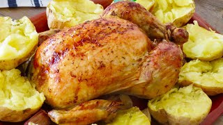 Pollo asado al horno con patatas. Riquísimo y con TRUCOS