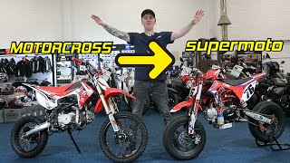 Converting a Motocross pit bike to a Supermoto Pit bike #motorcross #pitbike #supermoto